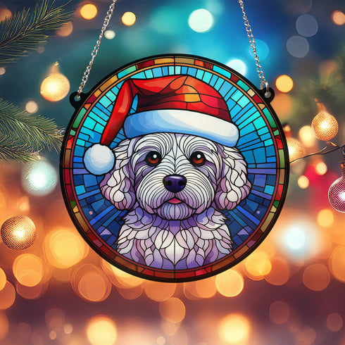 Bichon Frise Christmas Suncatcher